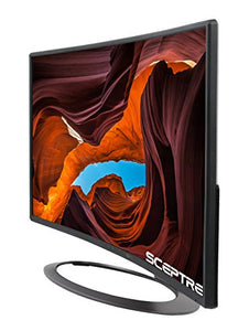 SCEPTRE 27" 160AZ Curved LED Monitor C278W-1920R Full HD 1080P HDMI DisplayPort VGA Speakers, Ultra Thin Brushed Metallic, 1800R immersive curvature, 2017