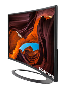 SCEPTRE 27" 160AZ Curved LED Monitor C278W-1920R Full HD 1080P HDMI DisplayPort VGA Speakers, Ultra Thin Brushed Metallic, 1800R immersive curvature, 2017