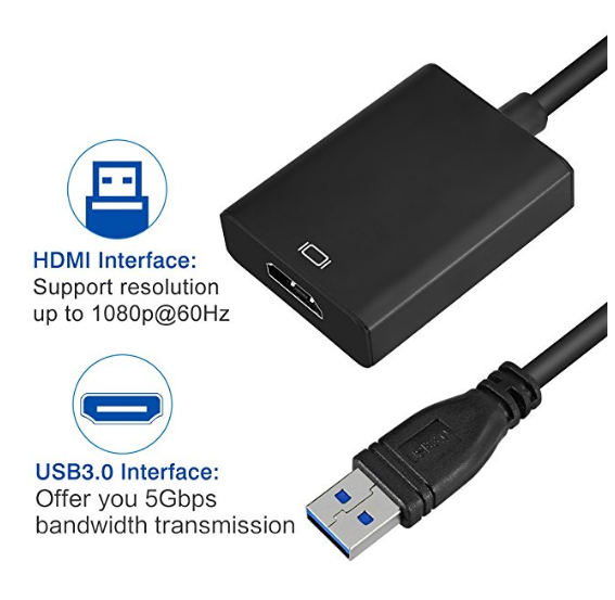 USB 3.0 to HDMI Adapter, USB to HDMI Converter with 1080P for Windows 7/8/10 Computer ONLY