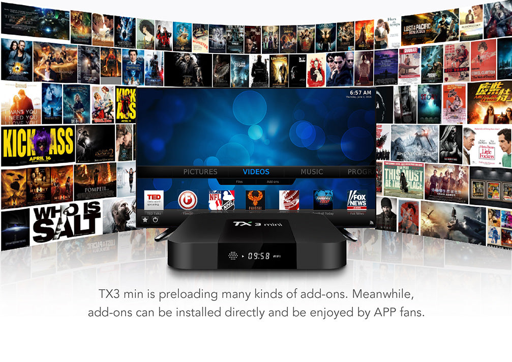 TAN TX MINI Android 7.1 KODI 17.3 Amlogic S905W 4K TV Box 2GB/16GB WIFI LAN HDMI CECds