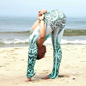 Women Stripes Leggings Printed High Waist Sports Tights Running Workout Female Gym Pants Capri Yoga Clothing Luminous