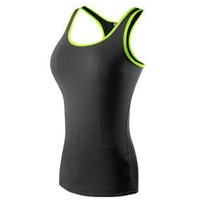 2018 YD Hot Yoga Shirt Sport Running Vest Women Compression Base Layer Dry Fit Tank Top With Fluorescence stripe GYM Clothing